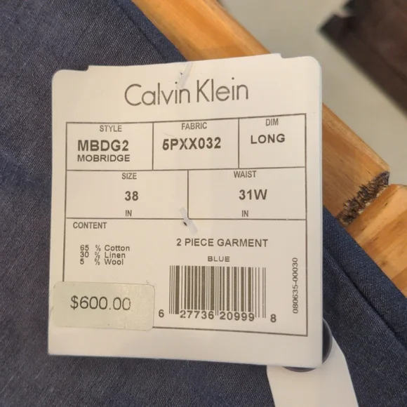 NWT Men's Calvin Klein Extreme Slim Fit Mobridge Blue Plain Suit Jacket, 38 Long